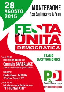 Montepaone – Venerdì 28 agosto la “Festa dell’Unità Democratica”