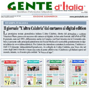 Il giornale L’altra Calabria sul quotidiano del Sud America “La Gente d’Italia”