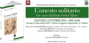 Roma – Giovedì 1 Ottobre presentazione del libro “L’onesto solitario”