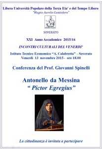 Soverato – Venerdì 13 Novembre conferenza del Prof. Giovanni Spinelli
