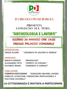 Borgia – Giovedì 26 maggio il convegno “Archeologia e lavoro”