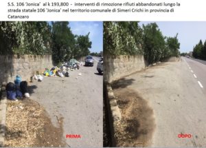 #stradepulite Anas: Rimozione rifiuti abbandonati lungo la Strada statale 106 ‘Jonica’