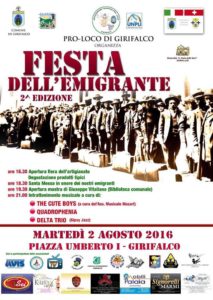 Girifalco – Martedì 2 Agosto la “Festa dell’Emigrante”