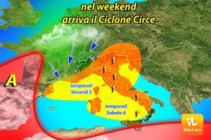 Maltempo – In arrivo Circe, nel week end temporali da Nord a Sud