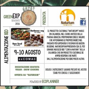 Soverato, Naturium partecipa al Green Expo 2016 con uno stand sull’alimentazione bio