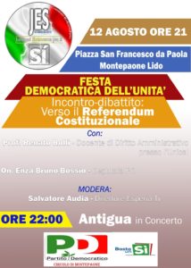 Montepaone – Venerdì 12 agosto la festa dell’Unità