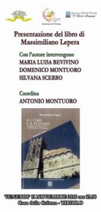 Tiriolo – Venerdì 11 novembre presentazione del libro di Massimiliano Lepera ”Il cuore e il pugnale”