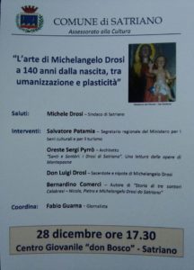 Satriano – Domani l’incontro “L’arte di Michelangelo Drosi a 140 anni dalla nascita, tra umanizzazione e plasticità”