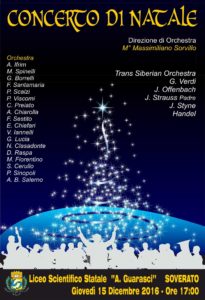 Giovedì 15 Dicembre al Liceo Scientifico di Soverato il “Concerto di Natale”