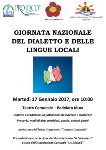 Il 17 gennaio a Badolato di Calabria la giornata nazionale del dialetto