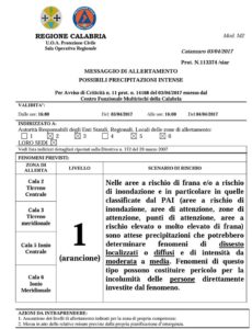 Allerta Meteo “Arancione” della Protezione Civile per la Calabria Jonica, precipitazioni intense e rischio esondazione