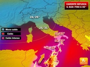 Caronte infiamma la Calabria: temperature record, “fino a 44 gradi”!