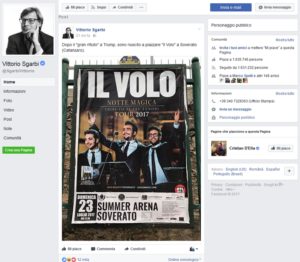 Post di Sgarbi sul concerto de Il Volo a Soverato, nota del sindaco Ernesto Alecci