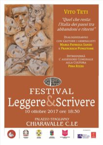 Chiaravalle Centrale, il 10 ottobre tappa del “Festival Leggere & Scrivere”