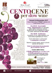 Venerdì 24 Novembre a Badolato l’ottava Edizione di “Cento Cene per Slow Wine”