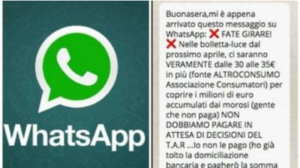 La bufala via Whatsapp sulle bollette della luce: “Aumenti di 30-35 euro, non pagate”