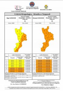 Maltempo – Allerta Meteo “Arancione” della Protezione Civile Calabria