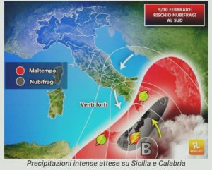 Intenso maltempo in Calabria con possibili nubifragi
