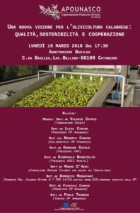 Catanzaro – Lunedì 19 marzo il convegno “Una nuova visione per l’olivicoltura calabrese”