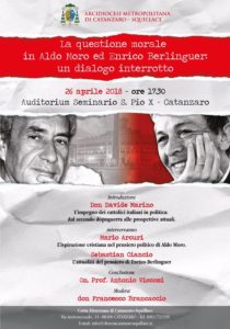 A Catanzaro il convegno “La questione morale in Aldo Moro ed Enrico Berlinguer”