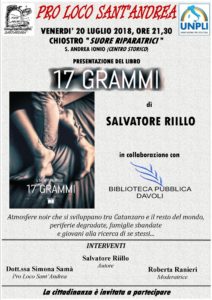 S. Andrea Jonio – Venerdì 20 luglio presentazione del romanzo di Salvatore Riillo