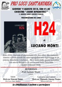 Sant’Andrea Jonio – Giovedì 9 agosto presentazione del nuovo romanzo distopico di Luciano Monti