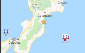 Scossa di terremoto nel Mar Ionio settentrionale