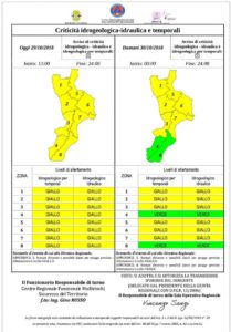 Allerta Meteo della Protezione Civile, piogge o temporali isolati in Calabria