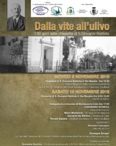 A Montepaone l’iniziativa: “Dalla vite all’ulivo: i 90 anni della Chiesetta di  San Giovanni Battista”