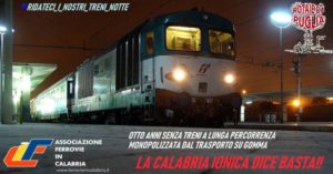 Lettera al Ministro per il Sud Barbara Lezzi sul ripristino InterCity Notte Reggio – Milano via Jonica