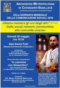 Giovedì 30 maggio al Palazzo Arcivescovile di Catanzaro la 53ma Giornata Mondiale delle Comunicazioni Sociali