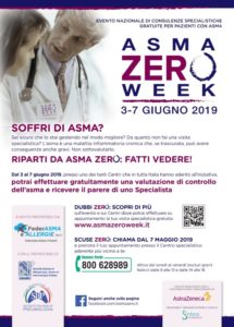 Dal 3 al 7 giugno l’evento di consulenze specialistiche “Asma Zero Week”