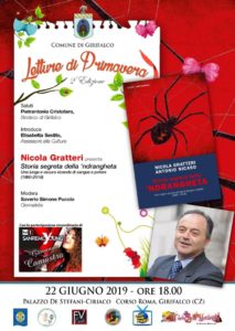 Girifalco – Sabato 22 giugno l’ultimo appuntamento “Letture di Primavera” con Nicola Gratteri