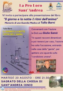 Sant’Andrea Jonio, martedì 20 agosto presentazione del libro di Tullio Barni