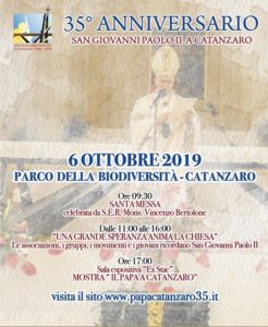 Domenica 6 ottobre verranno celebrati i 35 anni della visita a Catanzaro di Papa Giovanni Paolo II
