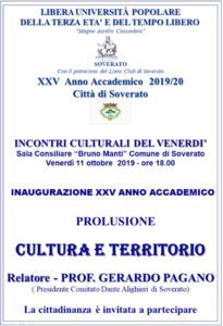 Soverato – Venerdì 11 Ottobre Inaugurazione del XXV Anno Accademico Università della Terza Età