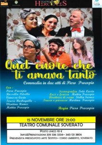 Teatro Soverato – Venerdì 15 Novembre lo spettacolo “Quel cuore che ti amava tanto”