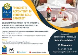 Seminario ADA Calabria: strategie di marketing automation per nuovi business alberghieri