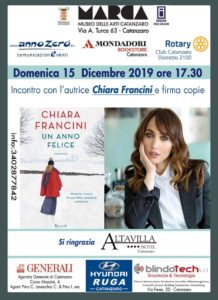 Domenica 15 dicembre al MARCA l’attrice-scrittrice Chiara Francini presenta il suo libro “Un anno felice”