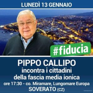 Soverato – Lunedì 13 Gennaio incontro con Pippo Callipo