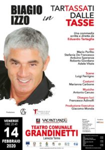 Biagio Izzo con lo spettacolo “Tartassati dalle tasse” al Teatro Grandinetti di Lamezia Terme