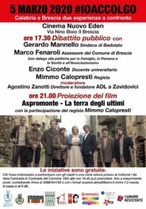 Giovedì 5 marzo la Calabria solidale protagonista a Brescia