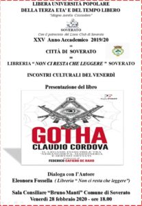 Soverato – Venerdì 28 Febbraio la presentazione del libro “Gotha” di Claudio Cordova