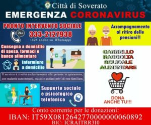 Emergenza Coronavirus, iniziative solidali dal Comune di Soverato