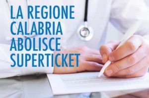 Sanità, la Regione Calabria abolisce il superticket