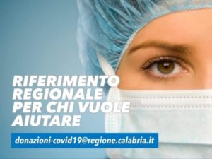 Coronavirus, un riferimento regionale per chi vuole aiutare la Calabria