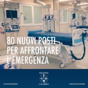 Coronavirus, Santelli: “80 nuovi posti di terapia intensiva in Calabria per affrontare emergenza”