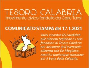 Tansi incontra 65 candidati alle elezioni regionali e i soci fondatori di Tesoro Calabria