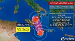 Maltempo: La traiettoria del Medicane, ecco le zone nel mirino dell’uragano mediterraneo