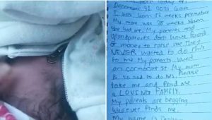 Neonato abbandonato in una scatola di cartone con una straziante lettera: «Prendimi e trovami una famiglia»